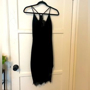 ASTR small mini body con dress with lace back